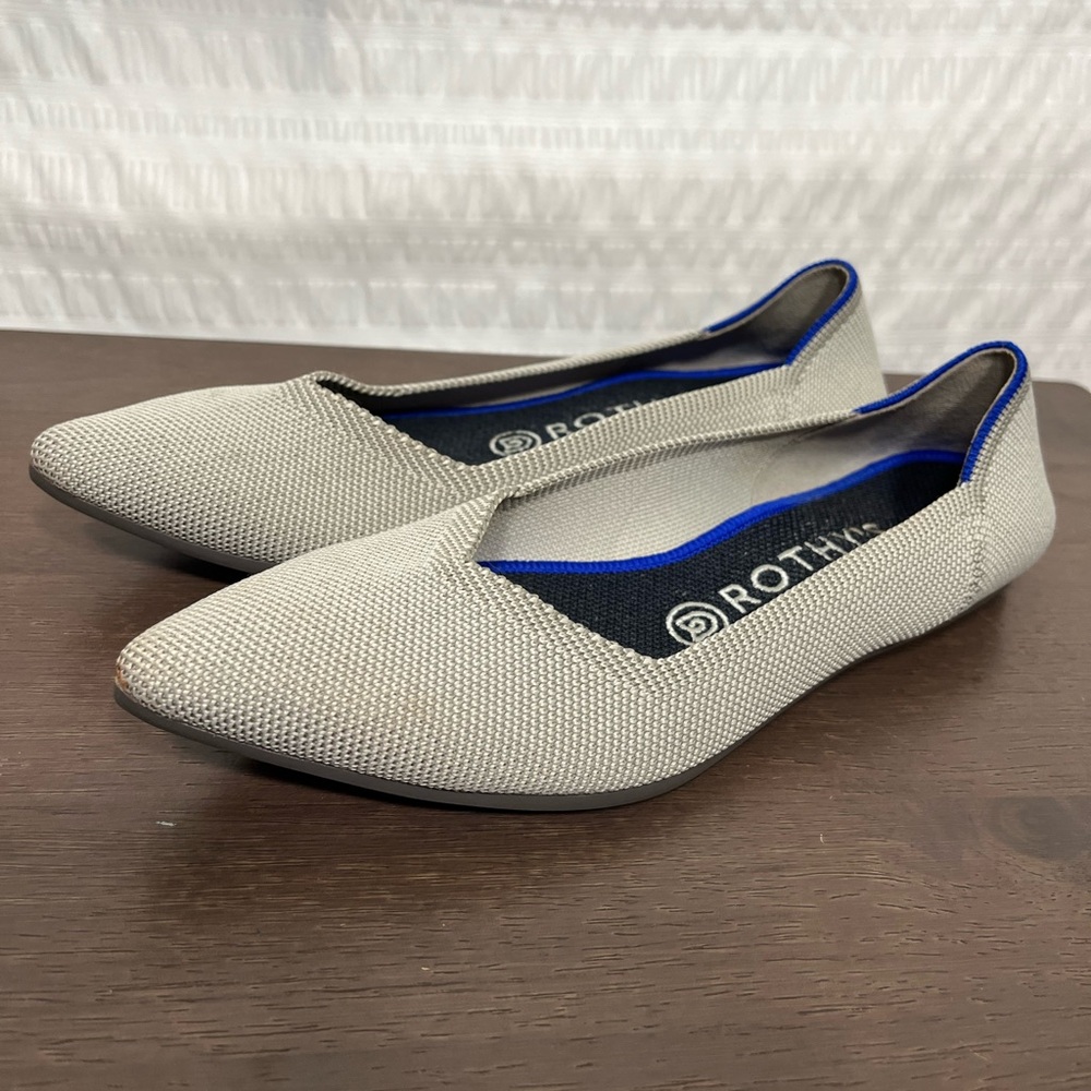 Rothy's The Point Ballet Flats Shoes Gray Birdseye Size 8